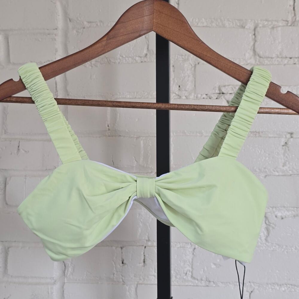 Cider Lime Green Bikini Top Scrunchie Ruched Straps┃Soft Girl Resort Wear